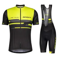 Mens Cycling Jersey Suit Scott Team Mensaje corto MTB MTB camisa de bicicleta y pantalones cortos de babero conjuntos transpirables trajes de bicicleta de carretera Ropa de carreras Y21080601