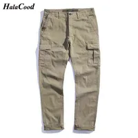 Halocood Marque Mode Poches latérales pour hommes Cargo Harem Pants Black Casual Homme Joggers Pantalons Mode Casual Streetwear Pantalons H1223
