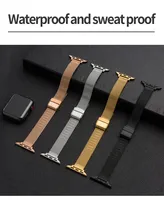 Apple Watch SE123456 유니버셜 슬림 밀란 짠 메쉬 숙녀 스트랩 실버 블랙 골드 로즈 38-40 42-44mm