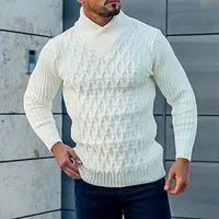 Mäns Tröjor Västra Stil 2021 Höst Vinter Män Solid Färg Långärmad Stickning Sweater Fashion Casual Turtleneck Menswear