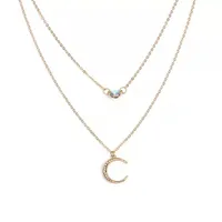 Boheemse maan hanger ketting voor vrouwen goud kleur Multilayer glanzende strass bead party sieraden accessoires kraag