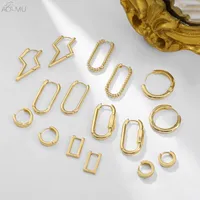 Trendy Minimalist Gold Color Geometric Twisted Metal Hoop Earrings For Women Simple Circle Jewelry & Huggie