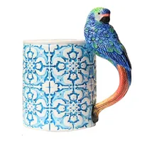 Ретро керамическая кружка кофе молока чашка чашка фарфора ручной росписью птица чаша американский стиль