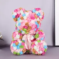28/38 cm Valentijnsdag Gift PE Rose Bear Toys OEM gevulde vol met liefde romantische kleurrijke teddyberen pop schattige vriendin kinderen aanwezig