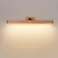 Luzes de vaidade espelho de madeira frente enchimento luz levou noite portátil móvel recarregável lâmpada de parede magnética quarto de cabeceira