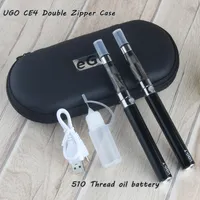 E-cigarette Ugo Double Starter Kit CE4 1.6ml Tank For oil Vaporizer Atomizer Electronic Cigarette EGO-T Zipper Case Battery