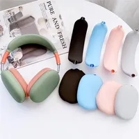 Moda Şeker Renk Dayanıklı Sağlam Katı Silikon Kafa Kapak TWS Için Apple Airpods Max Kablosuz Kulaklık Koruyucu Kabuk Yumuşak Anti-Toz Kulak Minder Durumda