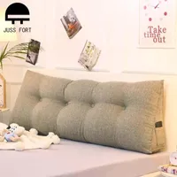Cushion/Decorative Pillow Cotton Linen Big Backrest Waist Cushion Triangle Backrests Double Long Pillows Sofa Back Support For Bed Bedside
