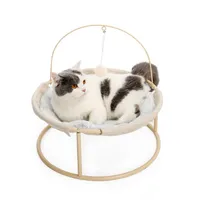 EUA Cama Cat Soft Plush Hammock Pet Destacável com Bola Dangling Para Gatos, Cães Pequenos-Bege Home Decora04 A35