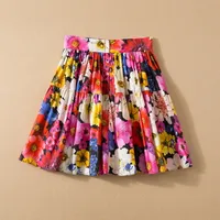Fashion-European and American women's wear spring 2022 new Floral print fashion Cotton pleated skirt