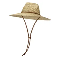 حافة واسعة قبعات القمح المنسوجة الصيف القش قبعة للنساء جلد الذقن حزام بنما كراون بيتش الشمس الرياح الحبل