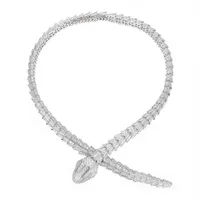 패션 브랜드 퀸의 전체 다이아몬드 CZ 지르콘 뱀 목걸이 선물 파티 쥬얼리 목걸이 동물 뱀 고급 잡화기 디자인