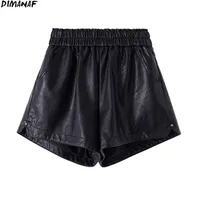 Dimanaf Plus Размер женщины короткие брюки высокой талии PU кожаные брюки брюки летние леди твердого негабарита домашняя мода юбка 4XL 210719