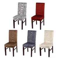 Chaise couvre 6 paquets imprimé en bois imprimé en bois rayé spandex café couverture maison décoration dîner stretch dîner noir rouge