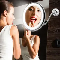 Miroirs LED miroir de maquillage lumineux 10 fois de grossissement salle de bain avec ventouse remplissante pliante WF