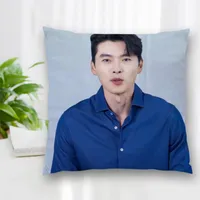 Корпус наволочки высококачественный заказ Hyun Bin Actor Square Pillowcase на молнии спальни.