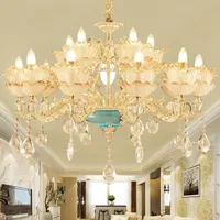 Amerikaans K9 Crystal kroonluchter LED -licht Europees romantisch kristal kroonluchters Lichten armatuur kunnen plafondlamp zijn huis binnenverlichting 3 kleur dimbaar