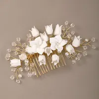 Haarklammern Barrettes High Range Strass Blume Haircomb Dekorationen Hand Stricken Elegante Braut Hochzeitskleid Tiara Zubehör EA