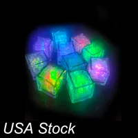 Night Lights Aoto colors Mini Romantic Luminous Cubes LED Artificial Ice Cube Flash LEDs Light Wedding Christmas Party Decoration oemled