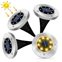 Sollampor LED-sensor Powered Outdoor In-Ground Ljus Vattentät Disk Begravd Lamp Garden för Pathway Patio Lawn