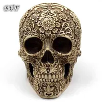 BUF現代樹脂像レトロな頭蓋骨装飾家の装飾の装飾品クリエイティブアート彫刻彫刻モデルハロウィーンギフト210827