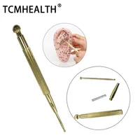 Ear Care Supply Brass Acupuncture Point Probe With Spring Built-in Body Stimulator Acupressure Pen Health Care Tool for Facial Stimulation Therapy
