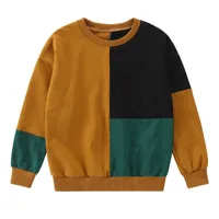 Printemps Nouveaux enfants Vêtements Garçons Sweatshirts Boys Casual Chemise Patchwork Teenage Étudiants En Autumn O-Cou T-Shirt T-shirt Chemisier G0917