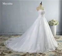 ZJ9059 White Ivory 2021 Lace Bottom Wedding Dresses Bridal Dress with big train gown Plus Size 2-26W