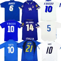 1994 Robert R.Baggio Soccer Jerseys 10 # Totti 21 # Pirlo 7 # del Piero Retro 1986 1996 1998 2006 Jersey Camisetas de fútbol
