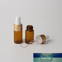 Free 50pcs / lot 3ml Amber Glass Black Droper Bottle Brown Display Vial Cosmetic Mini profumo Essential Oil Sample Jar