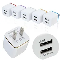 Top Quality 5V 2.1+1A Double USB AC Travel US Wall Charger Plug Dual Charger For Smart Phone Adapter