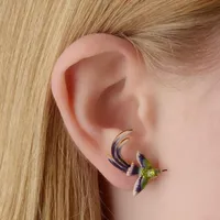 Stud 1Pair 2021 Style Flying Hummingbird Painting Oil Earrings Cute Animal Enamel Fashion Female Jewelry Gifts