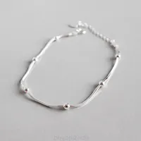 2022 Brand New Chic Style 1mm Snake Chain Bracelets with Beads 100% 925 Sterling Silver Bracelet for Girls Student Fine Jewelry 6gxz