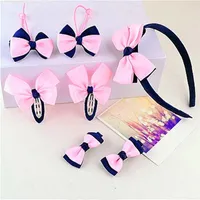Hair Accessories 7pcs set Children Hairband Hairpins Side Clip For Baby Girls Headband Lovely Bowknot Headwear