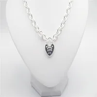1: 1 Original S925 Sterling Silver Necklace Love Heart Lock Pingente Mulheres Luxo Marcas