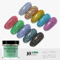 Nagelglitter 10 kleuren laser dompelende poeder 10 ml holografische natuurlijke droge acryl stofdip kunstdecoraties voor nagels ontwerpen