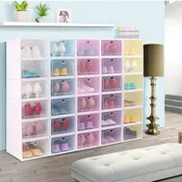 Kläder Garderob Lagring Sko Rack Organisator Shelves Box Fällbara Skåp med Flipping Clear Door Skåp Möbler