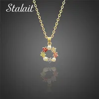 Pendentif colliers perles couleur strass couronne fleur collier or rond blanc résine plum bossom charmes cristal accessoires