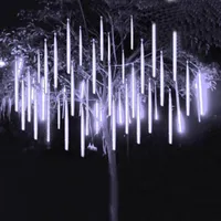 Strings Christmas Falling Rain Light 50CM 8 Tube 384 LED Meteor Shower Drop Icicle String For Xmas Tree Holiday Wedding