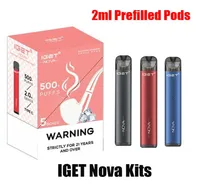 Autentisk Iget Nova Pod Starter Kit E Cigarett 500 puffar 2ml Utbytbar förfylld patron Vape penna Stick Uppladdningsbart 350mAh batteri ångsystem 100% 020