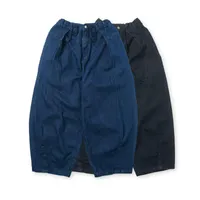 Män japan hajuku streetwear vintage lös avslappnad bred ben denim byxa manliga kvinnor elastiska midja harem jeans par byxor män