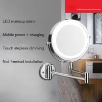 Compact Mirrors 7 Inch Makeup Mirror With Led Light Wall Smart Magnifying 8 Vintage Vanity Folding Punch-free Bathroom