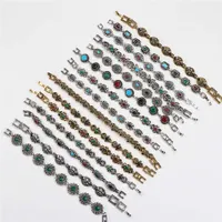 Venta al por mayor 10pcs / lotes Bulk Vintage Metal Bohemian Crystal Crystal Charm Bracelet para mujer Fiesta Regalo MEZCLA