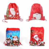 クリスマスの装飾サンタクロースの巾着袋の子供たちはトラベルポーチの保管袋の不織布バックパックメリーセプライ品