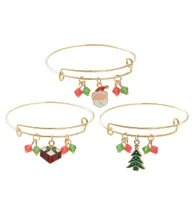 Handmade Jewelry Atacado Pulseira de Natal encantos para mulheres meninas de ação de graças feriado Bell Santa ajustável pulseira de cristal expansível jóias