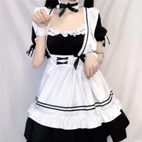 Mannen Dames Maid Outfit Anime Sexy Zwart Wit Schort Jurk Sweet Gothic Lolita Jurken Cosplay Kostuum Robe Casual