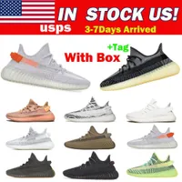 Almacén en EE. UU. 2021 Kanye Running Shoes Hombres Mujeres Cincillo Zebra Tail Light Sport Sport Sneakers Tamaño 38-46 con media caja