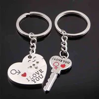 1 세트 / 가방 커플 당신 편지 심장 링 은빛 rs 사랑 열쇠 고리 기념품 발렌타인 데이 선물 2021