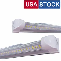 Luzes de tubo LED de 8 pés T8 Integrado V LEDs em forma de refrigerador de iluminação 6000-6500k 4 pés 5 pés 6 pés de chumbo tubos fluorescentes lâmpada 36w 72w 100w 144w Stock nos EUA