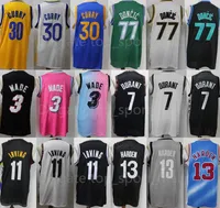 Team Basketball Stephen Curry Jerseys 30 Luka Doncic 77 Dwyane Wade 3 Kevin Durant 7 James Harden 13 Kyrie Irving 11 Cousés Bons hommes Porter Sport Uniform Shirt